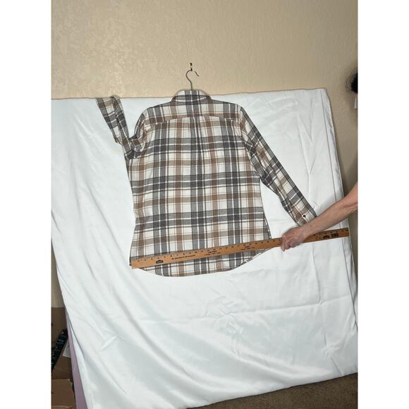 Kuhl womens size L shirt beige/cream button-up plaid flannel  soft, outdoors - Picture 7 of 10